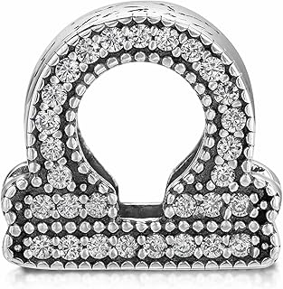 MATERIA by Matthias Wagner Charms Pendant Zodiac Sign Silver 925 Cubic Zirconia for Women Bead Bracelet