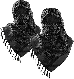 Luxns Military Shemagh Tactical Desert Scarf / 100% Cotton Keffiyeh Scarf Wrap for Men And Women