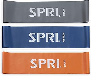 'SPRI Loop Bands 3-Pack - Resistance Band Kit Set, 3 Levels of Resistance - Exercise Bands for Strength Training, Flexibility, & Body Workout - Versatile Fitness Tool - Light, Medium, Heavy