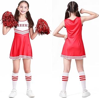 Atuoxing Cheerleader Dress Girls Cheerleader Costume for Women, Cheerleader Costume for Girls, Cheerleader Dress with Socks, Suitable for Carnivals, Sports Events Costumes