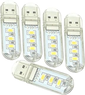 اويو مصباح قراءة LED ليلي صغير محمول بمنفذ USB، سلسلة مفاتيح للقراءة في الهواء الطلق والتخييم (عبوة من 5 قطع)