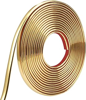 Golden Decorative Strip, 5 m x 1 cm, Self-Adhesive Stucco Moulding Strips Wall, Peel and Stick Self-Adhesive Wall Strip for Toilet, Tile Edge, Wall Corner, Skirting Board, Floor