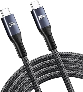 كيبل شحن USB-C الى USB-C بقدرة 240 واط بطول 10 قدم، كيبل شحن سريع للغاية من النوع سي الى نوع سي مضفر متوافق مع ماك بوك برو/اير، ايباد برو، سامسونج جالكسي اس 23/اس 22/اس 21 نوت 10، بكسل، سويتش، لاب توب