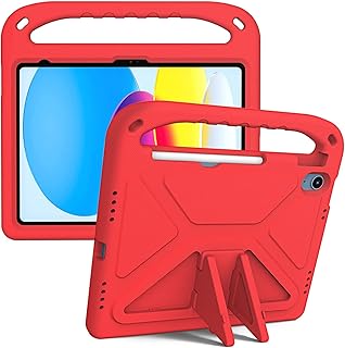 Tablet Protection Kids Case Compatible with iPad 10th Generation 10.9" 2022 Released, Lightweight Shockproof Handle Stand Child Friendly Protective Cover Case Tablet Accessory(Rosso)