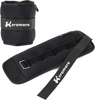 Keramore Ankle Weights, 1/2/3/4/5/6/8/10/12 LBS (1 Pair) Wrist Arm & Leg Weighted for Women Men Kids with Elongated Strap for Exercise, Fitness, Jogging, Aerobics, Yoga, Dancing and Physical Therapy