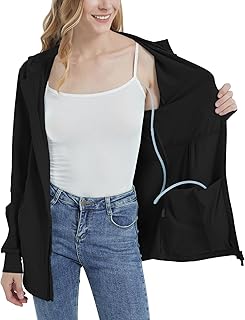 Codida Mastectomy Shirts With Drain Pockets Mid Weight Zip Up Hoodie For Women Post surgical, Black, M