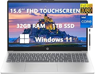 HP لابتوب مطور 2023 15 FHD ومعالج انتل كور i7-1355U جيل 13 حتى 5GHz وذاكرة RAM 32GB وSSD 1TB وواي فاي 6 وUSB-C وكاميرا ويب وعمر بطارية طويل وويندوز 11 مناسب للمدرسة والعمل، قلم ستايلس روك