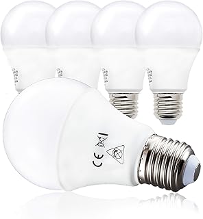 بي كيه ليشت - مجموعة من 5 مصابيح LED - E27 LED ابيض دافئ - لمبات A60 مع 5 × 9 واط - مصابيح LED - كرة ارضية