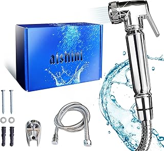 Aishini Handheld Toilet Bidet Sprayer - Jet Spray with Adjustable Water Pressure, Easy to Install - Toilet Faucet, Muslim Shower for Feminine wash, 120cm Hose Pipe with Hook