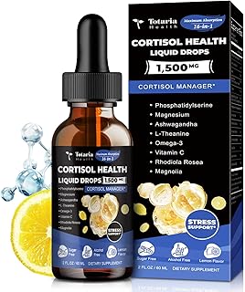 Cortisol Liquid Drops 15-IN-1with Magnesium, Ashwagandha,Rhodiola Rosea Supplement Mood Focus Support 2 FL.OZ