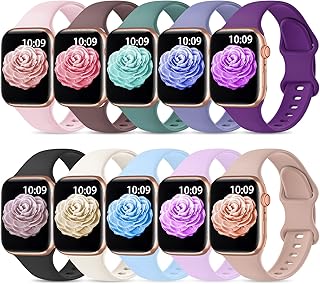 10 Pack Sport Bands for Apple Watch Band 40mm 38mm 41mm 45mm 44mm 49mm42mm Women Men,Soft Silicone Waterproof Rubber Strap Wristbands for iWatch Apple Watch Series Ultra SE 8 7 6 5 4 3 2 1 Band