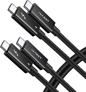 ايفانكي كيبل ثاندربولت 4 معتمد من انتل ثاندربولت USB-C الى USB-C يدعم شحن 240 واط/ شاشة 8K/ 40Gbps، كيبل USB C ثاندربولت 4 لايفون 15 وماك بوك وايباد - 2.3 قدم + 4.9 قدم