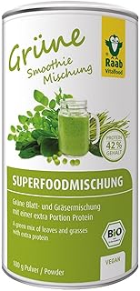 Raab Vitalfood Organic Superfood Protein Blend Green, 42% Protein, Spinach, Wheatgrass, Barley Grass, Moringa, Pea Protein, Vegan, Gluten Free, 180g