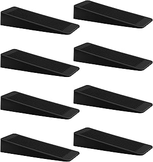 Door Stop Pack of 3 Stopper Wall Mounted Mount Doorstop Heavy Duty Stainless Steel Bumper Rubber Buffer T (Rubber, Pack of 8 (Black))