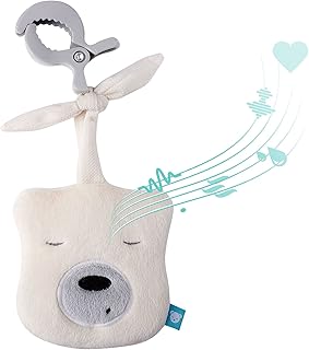 myHummy Baby Sleep Aid Sound Bear "mini" Ecru with Clip | Heartbeat and White Noise to Soothe | Automatic Shut-Off | Sleep Aid White Noise Sound Bear for Babies