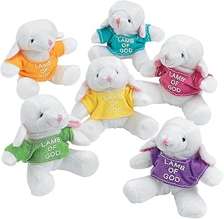 Fun Express Religious Plush Lambs with T-Shirts - Toys - 12 Pieces