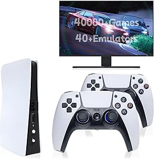 KUNTLEY Wireless Retro Game Console Nostalgia Plug and Play Video Game Console 4k,40000+ Video Games 128GB Built in 40+Emulators Console,2.4G Wireless Controllers