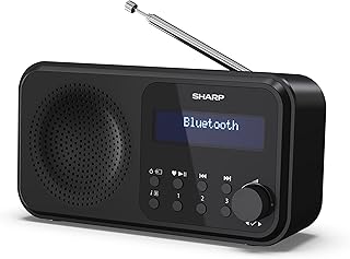 شارب راديو رقمي محمول DR-P420(BK) طوكيو مع بلوتوث 5.0، مشغل صوت احادي DAB+/FM، صغير وخفيف الوزن، يعمل بمنفذ USB/بطارية، منبه مزدوج و40 اعداد مسبق، اسود ميدنايت