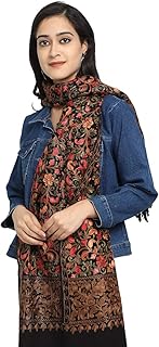 Kashmir Women Stole Shawl Scarf Wrap with Indian Embroidery Flower