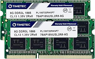 تايم تيك مجموعة 16GB 2x8GB DDR3L / DDR3 1866MHz PC3L-14900 PC3-14900 غير مخزن مؤقت 1.35 فولت 1.5 CL13 2Rx8 ثنائي التصنيف 204 دبوس SODIMM لابتوب نوت بوك كمبيوتر RAM ترقية وحدة ذاكرة