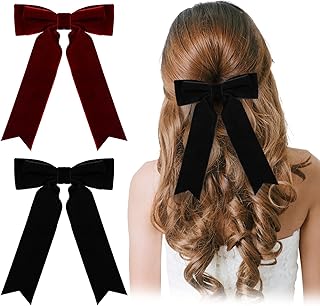 Swallow Tail Velvet Hair Accessories Classy Bow Hair Ties Elegant Hair Clips for Mom Black and Burgundy