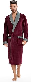 Elegant and cuddly soft bathrobe (made in the EU) sauna robe for men with elegant lapel collar and tie belt