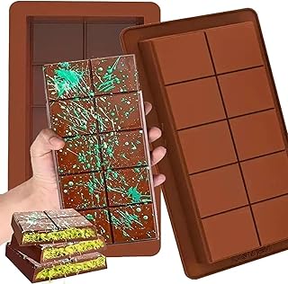 Pack of 2 Chocolate Moulds Silicone Deep Chocolate Bar Mould, Silicone Mould Chocolate Bar, Extra Deep Chocolate Mould for Chocolate Praline Sweets - Ideal for Chocolate with Pistachios