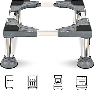 اي'سمارت مون حامل ثلاجة صغير 4 اقدام قوية، قاعدة حامل غسالة دولي قابلة للتعديل، حامل نباتات، حامل للاثاث والثلاجة والمجفف