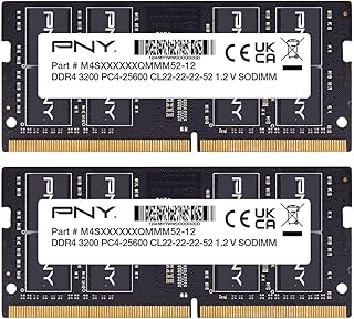 PNY بيرفورمانس 32GB (2x16GB) DDR4 DRAM 3200MHz (PC4-25600) CL22 (متوافق مع 2933MHz/2666MHz/2400MHz او 2133MHz) 1.2 فولت نوت بوك/لابتوب (SODIMM) - MN32GK2D43200-TB، من بي ان واي