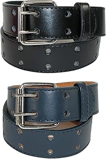 CTM Kid's Leather Two Hole Jean Belt (Pack of 2 Colors)