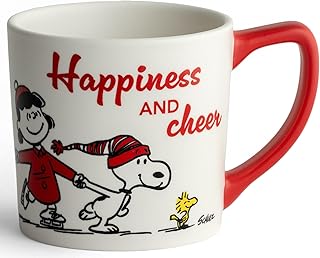 داي سبرينج - كوب سيراميك مطبوع عليه Peanuts - Happiness And Cheer، 14 اونصة، احمر