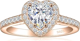 JALOKIVI 1.4CT 925 Sterling Silver Engagement Rings for Women Heart Cut Halo Cubic Zirconia Promise Rings for Her Size 4-12