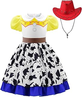 Uplus ME Cowgirl Costume Girls Cowgirl Dress Jessie Costume Halloween Party Princess Dress Up Outfit with Red Cowboy Hat