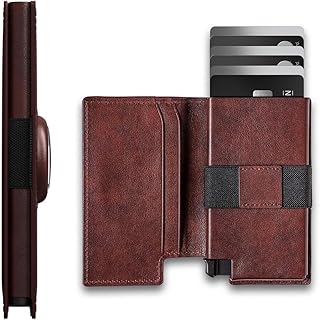 Anti Theft Card Swiping Bag, Parliament Wallet for AirTag Men RFID Blocking, Slim Minimalist Design with Quick Card Access Leather, for Aluminum Apple AirTag Holder (Classic Brown)