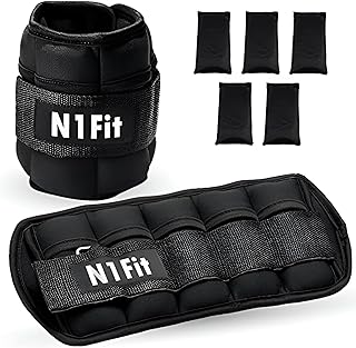 أوزان للكاحل N1Fit قابلة للتعديل بوزن 0.5 - 4.5 كجم من أجل اللياقة البدنية، أاوزان الساق المشي، الركض، أوزان الكاحل للتدريب للنساء | 1-2.2 كجم لكل حزمة، 2 عبوة