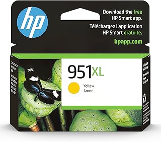 HP خرطوشة حبر اصلية 951XL صفراء عالية الانتاجية | متوافقة مع اوفيس جيت 8600، اوفيس جيت برو 251dw، 276dw، 8100، 8610، 8620، 8630 | مؤهلة للحبر الفوري | CN048AN