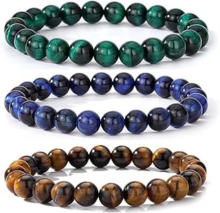 MengPa Mens Beaded Bracelets Matte Lava Rock Volcanic Stone Beads for Women Stretch Bracelet Fashion Jewelry