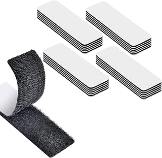 Azwood Velcro Tape, Self-Adhesive, Extra Strong, Pack of 20, Black, Rectangle, Velcro Fastening, Double-Sided, Reusable, Self-Attaching Adhesive Pads, 3 x 10 cm, for Household, DIY and Handmade