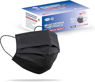 Medical Type IIR Standard EN14683 Certified Mouth Mask Surgical Masks 3-Ply Mouth Guard Face Mask Disposable Mask BFE ≥ 98% Surgical Mask (50 Units (1 Piece), Black, 50)