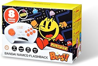 AtGames Bandai Namco Arcade Blast!, Connects Via HDMI, 8 Greatest Classic Retro Video Games, Pac-Man, Galaga, Mappy, More Built In, With a 2.4Ghz Wi-Fi Video Game Controller, HD Resolution.