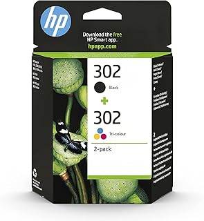 HP مجموعة خراطيش حبر اصلية 302 قطعة بلون اسود/ثلاثي الالوان بانتاجية الصفحات B 190 / Tri 165 (P/N X4D37AE)