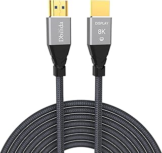 كيبل الياف بصرية 8K مغطى بالنايلون HDMI 2.1 بسرعة 48 جيجابايت في الثانية بدقة 8K 60Hz/4K 120Hz بتقنية ديناميك HDR وتنقية eARC وHDCP2.2/2.3 متوافق مع PS5 واكس بوكس سلسلة X، RTX 3080/3090، 25 قدم