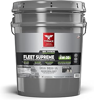 TRIAX Fleet Supreme 5W-30 - Full Synthetic, Heavy Duty, Diesel Engine Oil - Nano Boron and Moly Friction Modified - API CK-4 Compliant - Extended Drain (5 Gallon Pail)