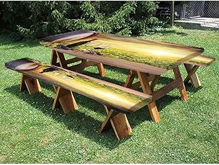 Wine Picnic Fitted Tablecloth and Bench Seats Table Cover, , 3-piece set, perfect for party outdoor patio, 28 x 72 Inch