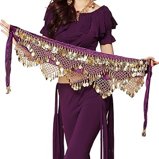 Women's Sweet Bellydance Hip Scarf with Gold Coins Skirts Wrap Noisy