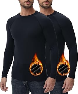 HUGE SPORTS Thermo Unterhemd Herren Innenfleece Langarmshirt Funktionswäsche für Winter Ski