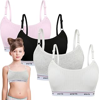 YUFFQOPC Pack of 5 Bustier Girls, Girls Sports Bras Teens Underwear Teens Underwear with Firm Padded and Adjustable Shoulder Strap Bralette Top Bustier for 8-14 Years Children, multicoloured,