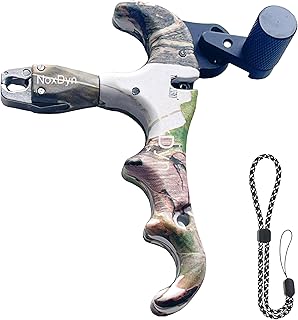 NoxDyn Camo Bow Release with D Loop Rope, Archery Compound Bow Release 360° Rotatable Thumb Release for Archery Accessories