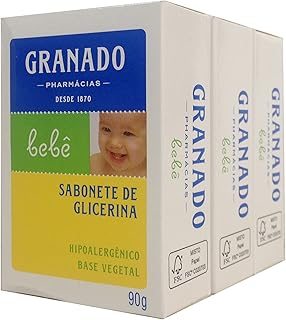 Linha Bebe جرانادو - Sabonete em Barra de Glicerina Tradicional (3 × 90 غرام) - (مجموعة جرانادو Baby - شبكة صابون جليسرين كلاسيكية (3 × 3.2 اونصة))