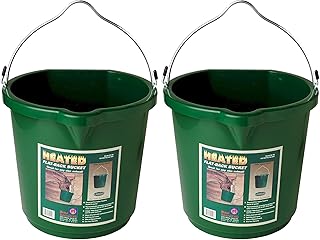 Farm Innovators FB-120 24 Quart Plastic Flat Back Heated Bucket with Metal Handle, Built in Thermostat, and Hidden Cord Compartment, 120 Watt (2 Pack)